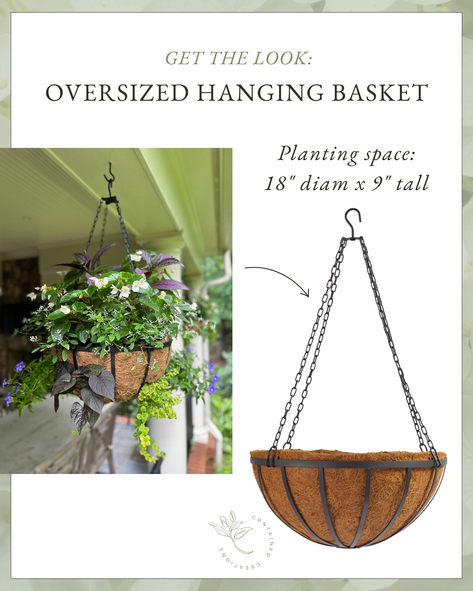 You won’t find this XL size or quality at any big box store! Steel frame and chain, beautiful matte black finish, and a super sturdy coco liner. This hanging basket will be the talk of the porch!🌿

#LTKSummerEdit #LTKSeasonal