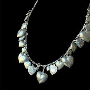 Vintage Top Shelf Patina Silver Puffed Heart Charm Necklace‎ | Poshmark
