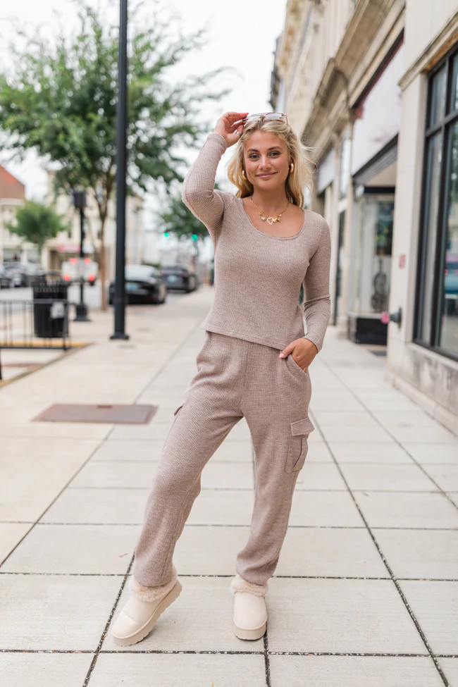 Start The Day Mushroom Waffle Knit Set | Pink Lily