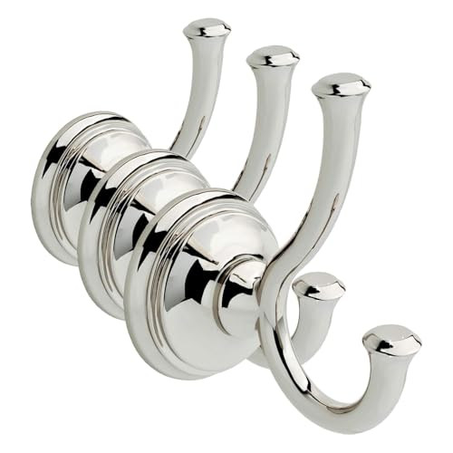DELTA Cassidy Towel Hooks Polished Nickel Double Bathroom J Hooks Wall Mounted for Robes & Towels Hand Towel Hook Holder Kitchen, Bathroom Accessories 79735-PN (Pack of 3) | Amazon (US)