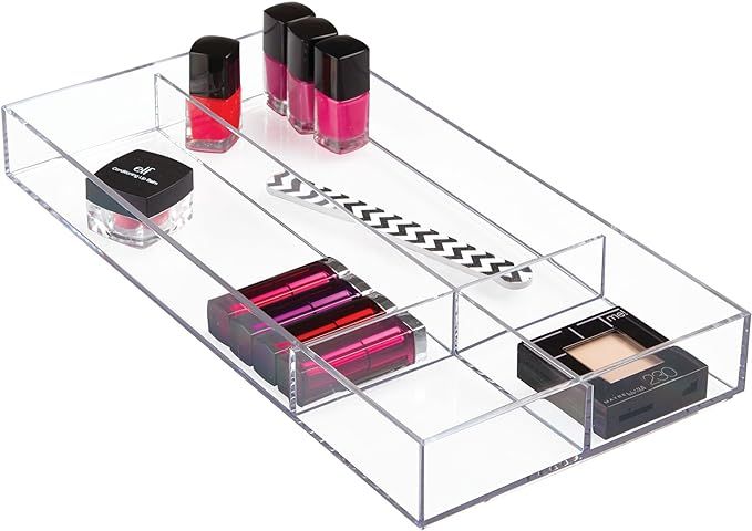 iDesign Clarity Plastic Divided Drawer Organizer, Storage Container for Vanity, Bathroom, Kitchen... | Amazon (US)