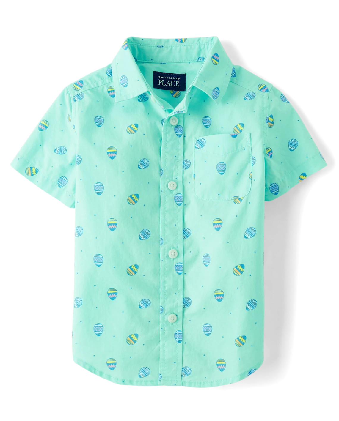 Baby And Toddler Boys Easter Egg Poplin Button Up Shirt - aqua | The Children's Place