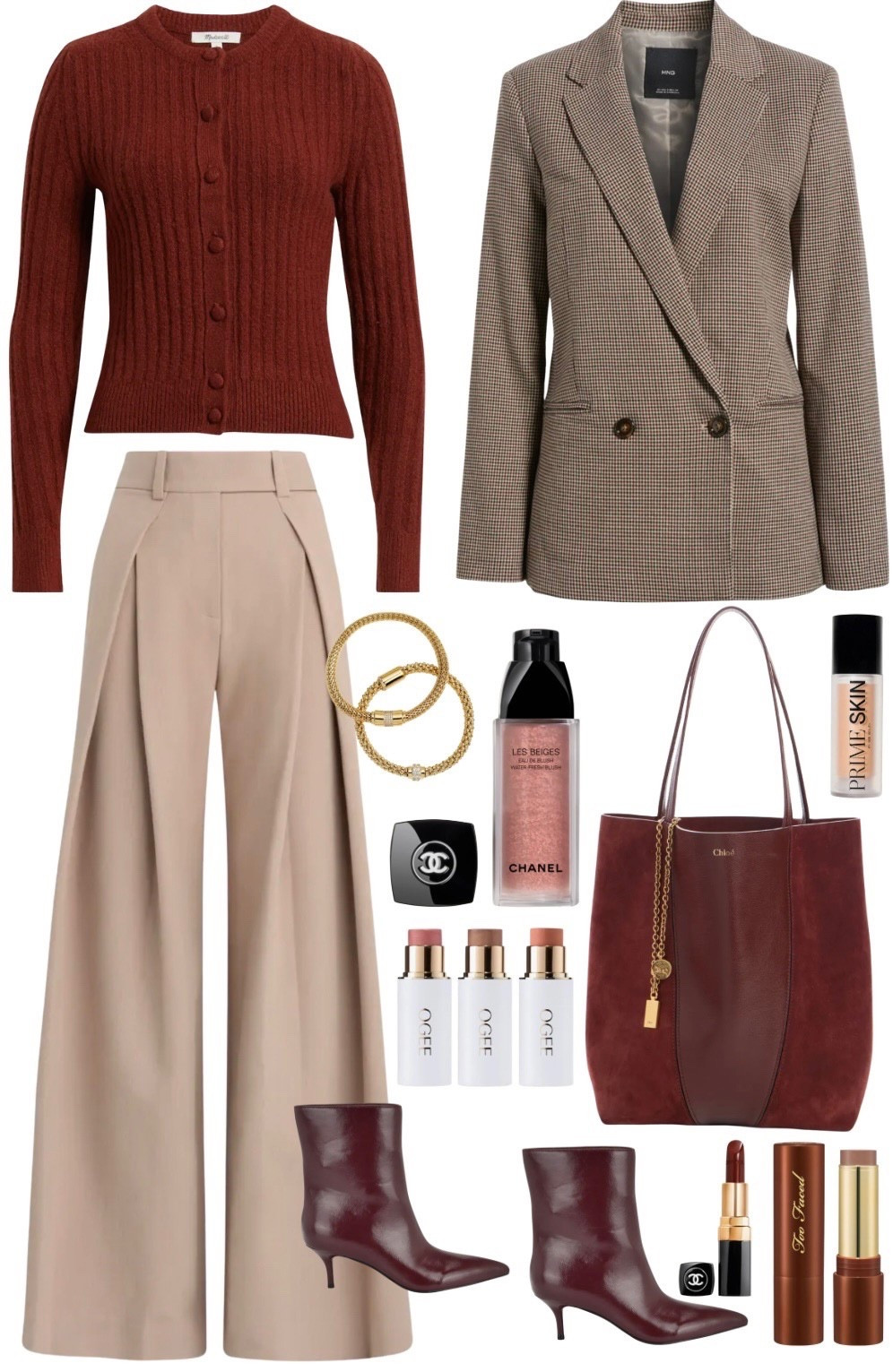 Cardigan 
Sweater
Pleated pants 
Blazer 
Chloe tote bag 
Bag
#ltkitbag
#ltkunder100

#LTKSeasonal #LTKSwim #LTKStyleTip