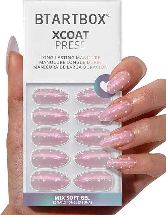 BTArtbox Press On Nails Almond - Polka-Dot Dress, Lamp-Curable 3D Polka Dot Glitter Medium Press ... | Amazon (US)