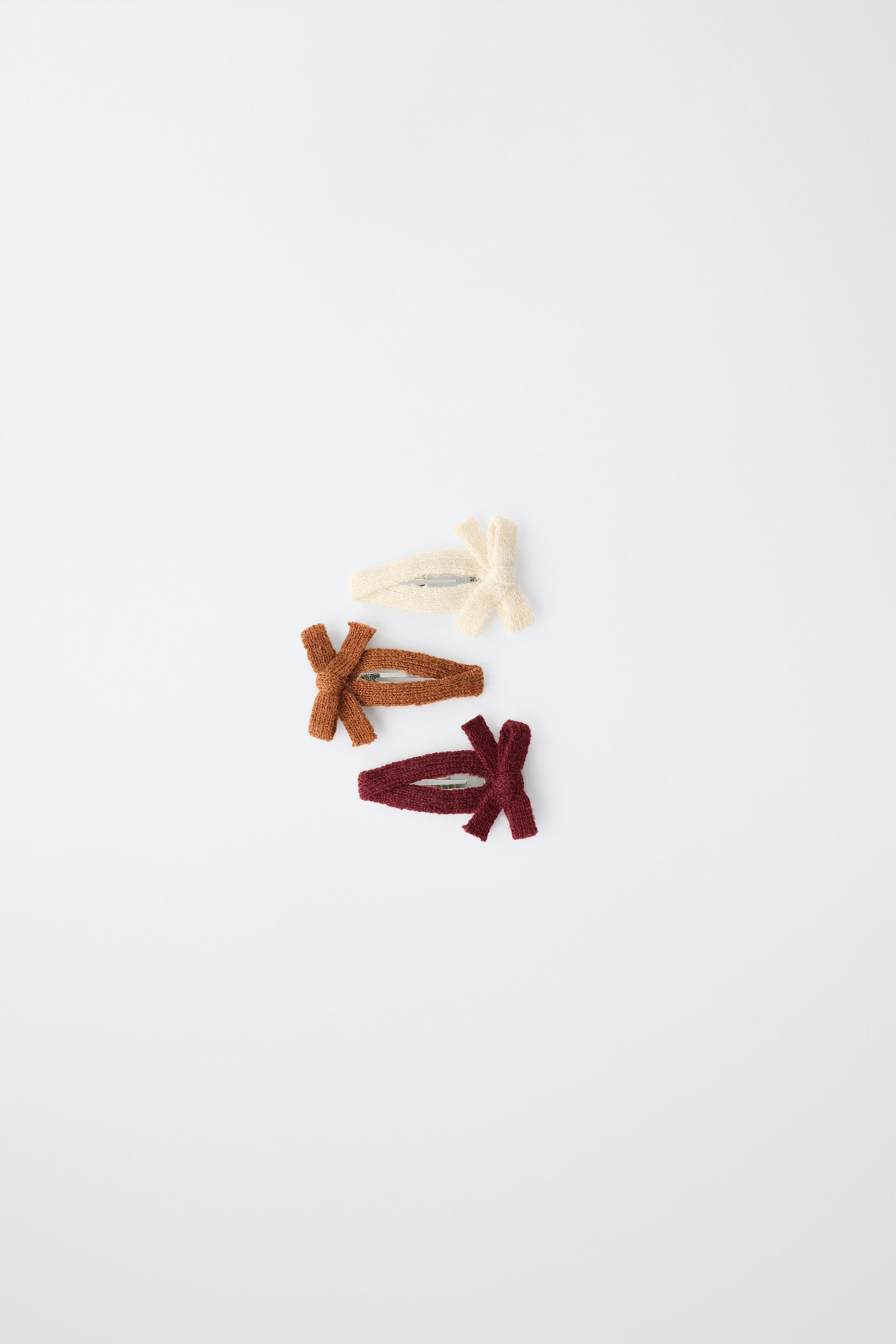 Zara - 3-Pack Of Bow Hair Clips - Gray / Blue - 14 - Kids | Zara US
