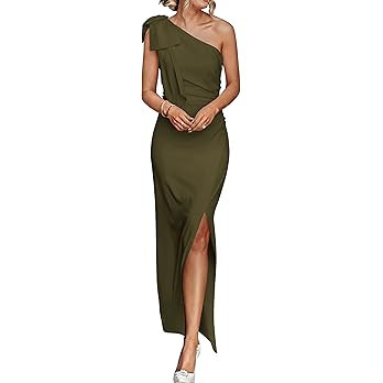 PRETTYGARDEN Women's Summer One Shoulder Long Formal Dresses Sleeveless Ruched Bodycon Wedding Gu... | Amazon (US)