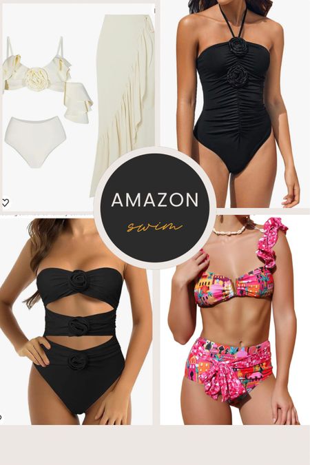 Amazon swimsuit 
Swimwear 
3d swim wear 
Rosette swim 
High waist bikini 
Ruched swimsuit 
Tummy control swimsuit 

#LTKfindsunder50 #LTKswim