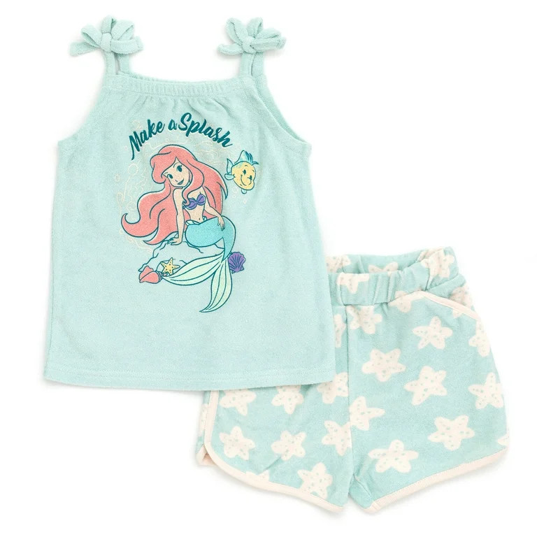 Disney Princess Ariel Toddler Girls Tank Top and Active Retro Dolphin Shorts Toddler to Big Kid | Walmart (US)