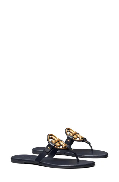 Tory Burch Metal Miller Soft Leather Sandal in Perfect Navy /Gold at Nordstrom, Size 9.5 | Nordstrom