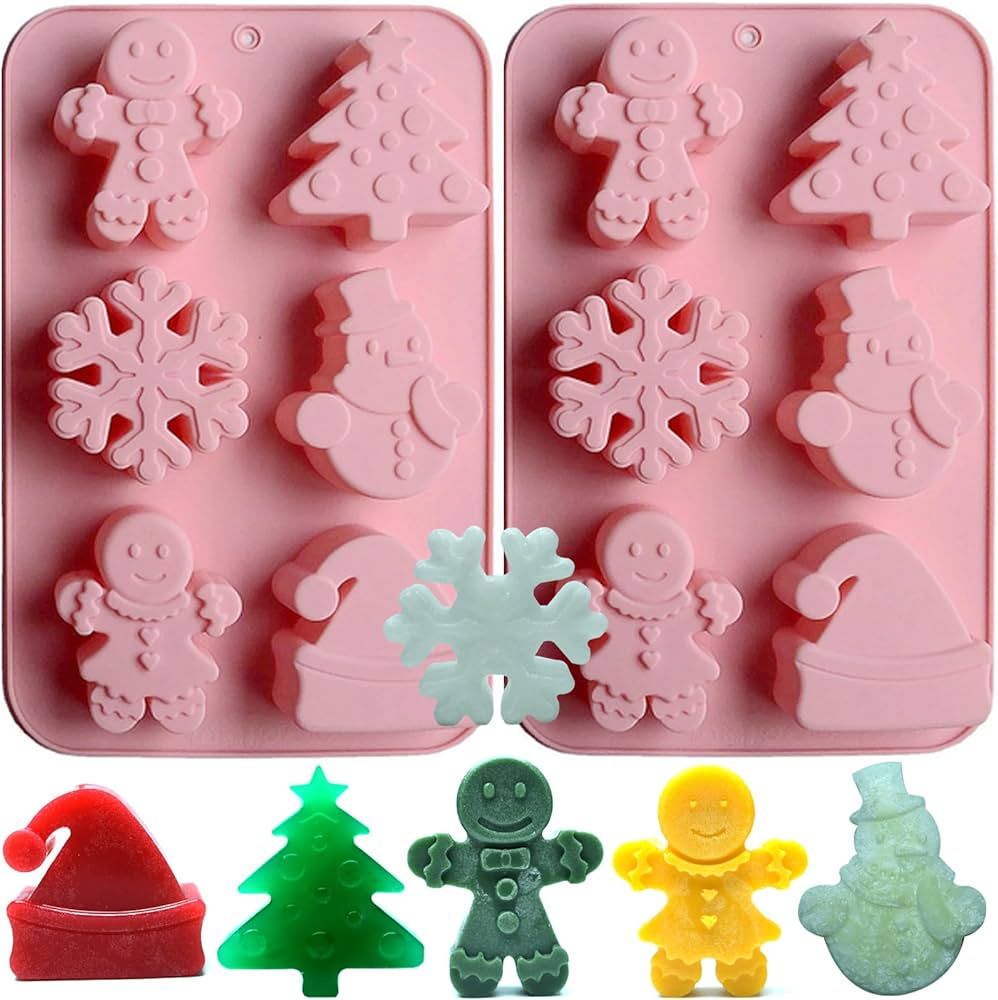 SIQINZONGWA (2Pack) Christmas Soap Molds, Christmas Silicone Molds for Soap Making, Candle Making... | Amazon (US)