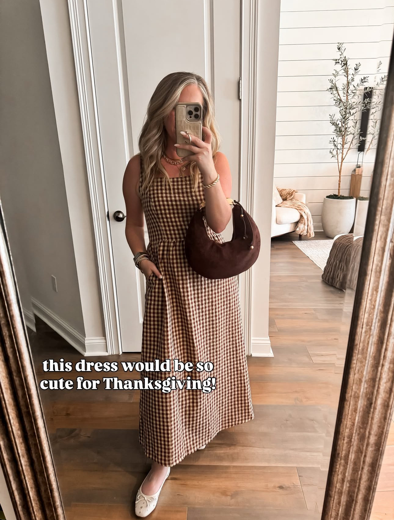 Look cute in this plaid dress for Thanksgiving. Pair it with these ballet flats for the perfect look! 🍂 Fall fashion, plaid dress, flowy dress, ballet flats, chocolate brown, fall outfit ideas, comfy Thanksgiving dinner look
 

 #LTKHoliday #LTKFindsUnder50 #LTKStyleTip