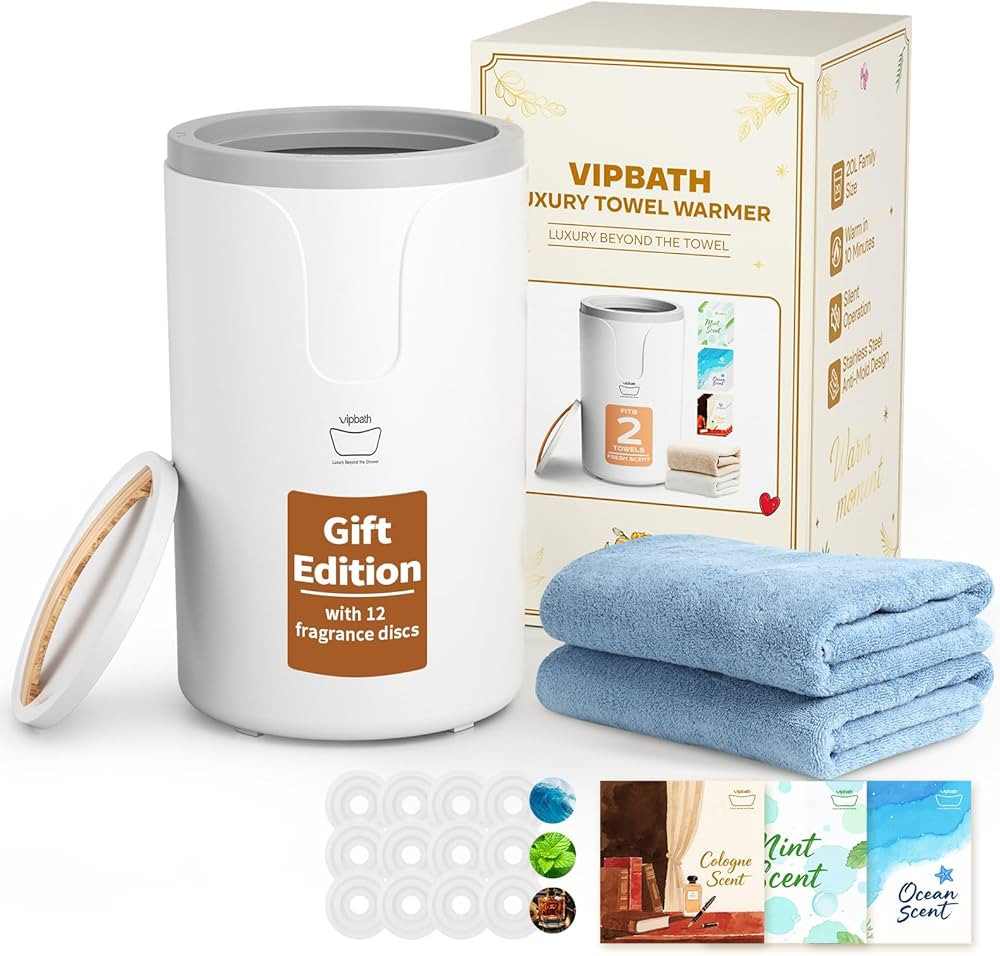 20L Luxury Towel Warmer Gift-Ready Box, Dual Heat, 30/60/90 Min Presets, Stainless Steel Interior... | Amazon (US)