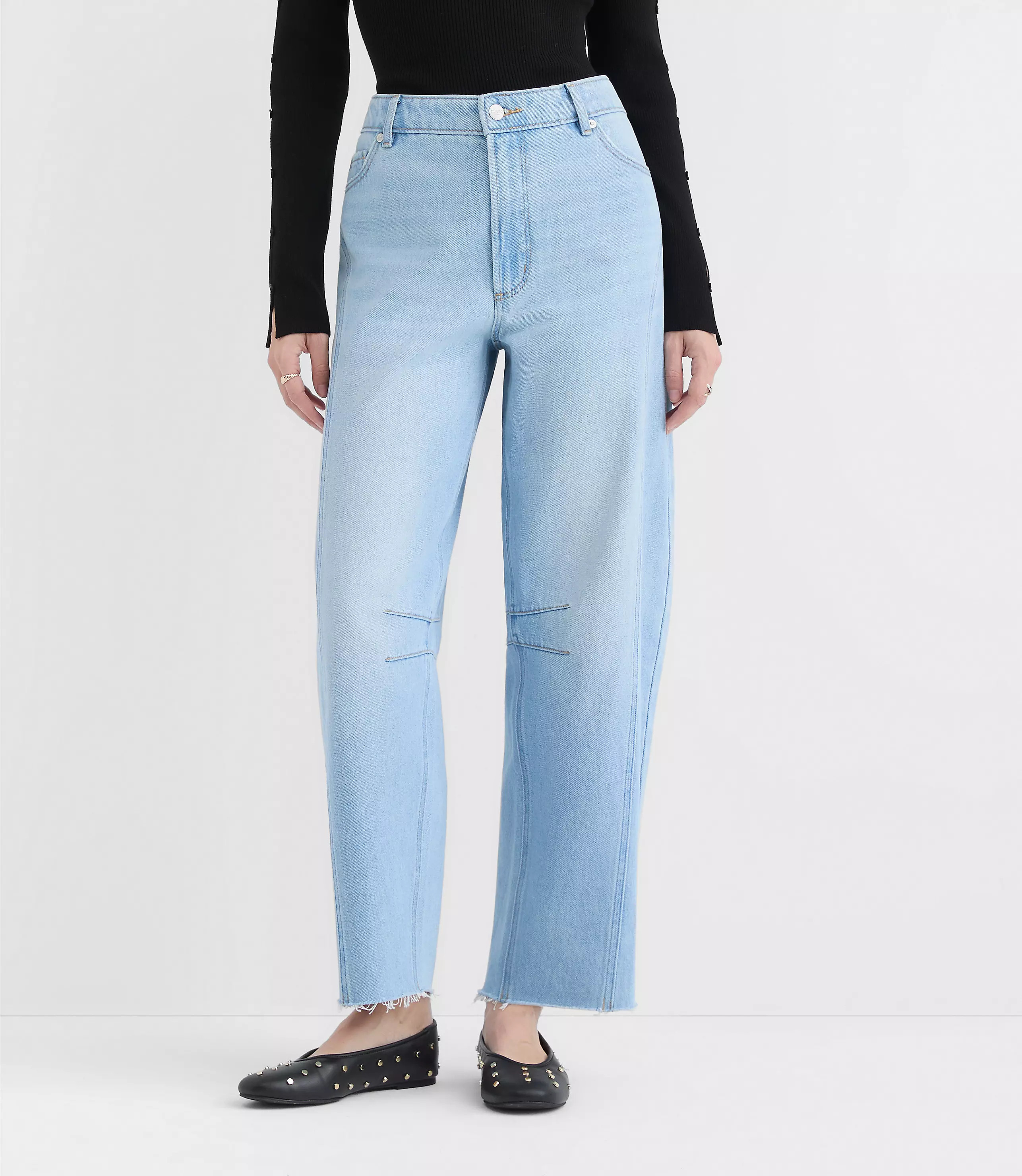 Rivete Curvy Fresh Cut Horseshoe Jeans in Haze Wash | LOFT