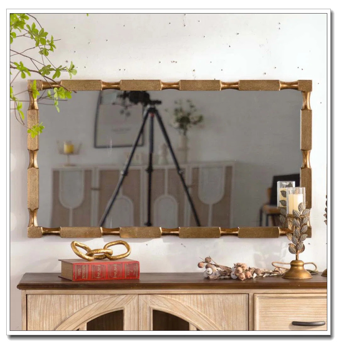 Gold Bamboo-Style Rectangular Wall Mirror | Wayfair North America