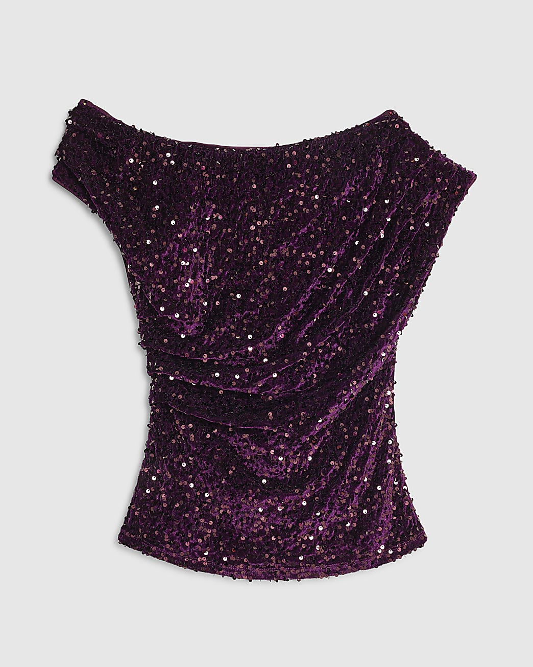 Red Velvet Sleeveless Sequin Drape Top | River Island UK & IE