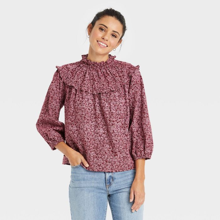 Women's Balloon 3/4 Sleeve Yoke Blouse - Universal Thread™ | Target