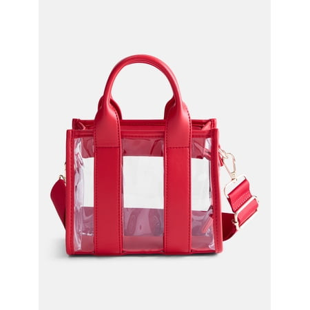 No Boundaries Women's Game Day Clear Boxy Mini Tote Bag, Red | Walmart (US)