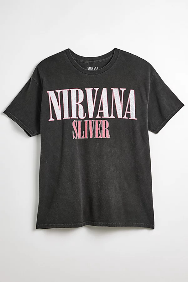 Nirvana Sliver Washed Cotton Graphic Tee in Black, Men's at Urban Outfitters | Urban Outfitters (US and RoW)