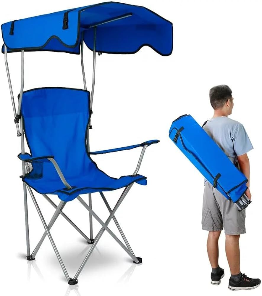 CB COZY BOX Portable Camping Folding Chair with Shade Canopy Outdoor Tailgate Chair (Blue, Green,... | Amazon (US)