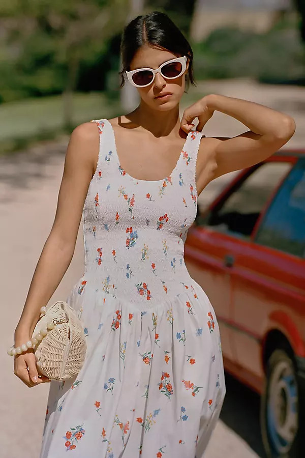 WAYF Drop-Waist Sleeveless Midi Dress | Anthropologie (US)