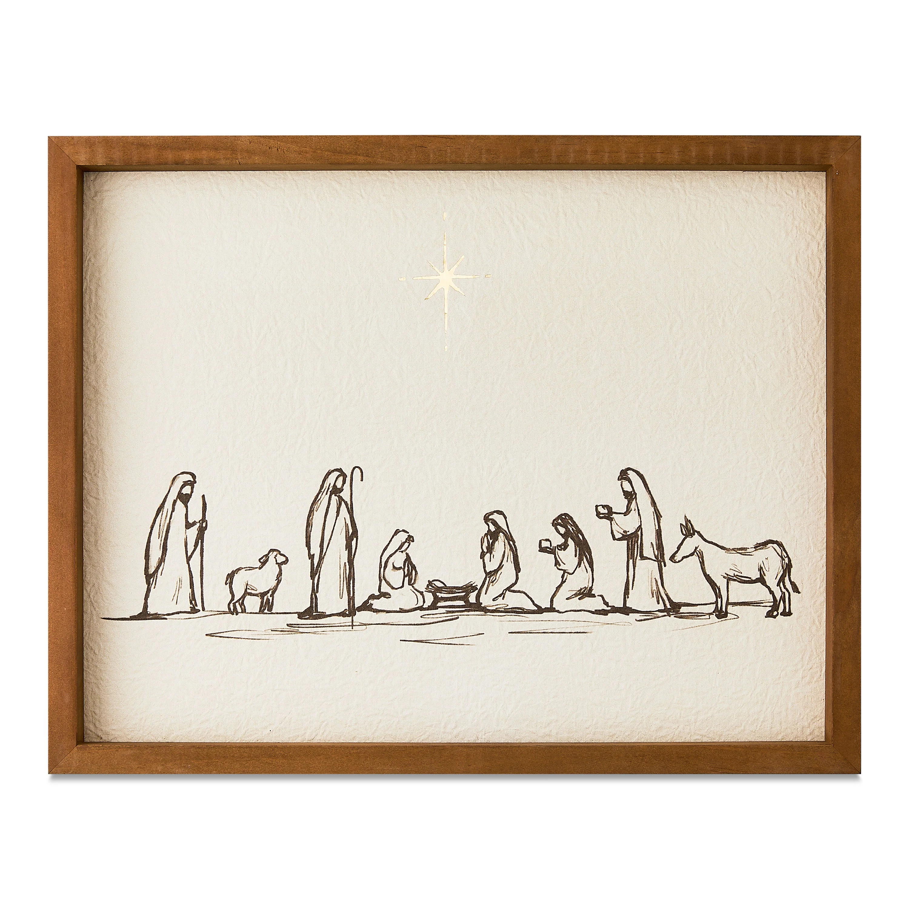 Nativity Scene with Bethlehem Star Framed Christmas Wall Art, 14" x 11", by Holiday Time | Walmart (US)