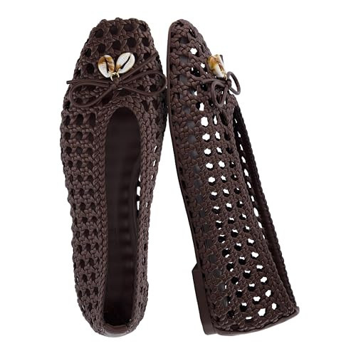 CUSHIONAIRE Witty Hand Woven Ballet Flats for Women, Comfortable Pointed Toe Flat Shoes with Bow Detail and Memory Foam, Brown 10 | Amazon (US)