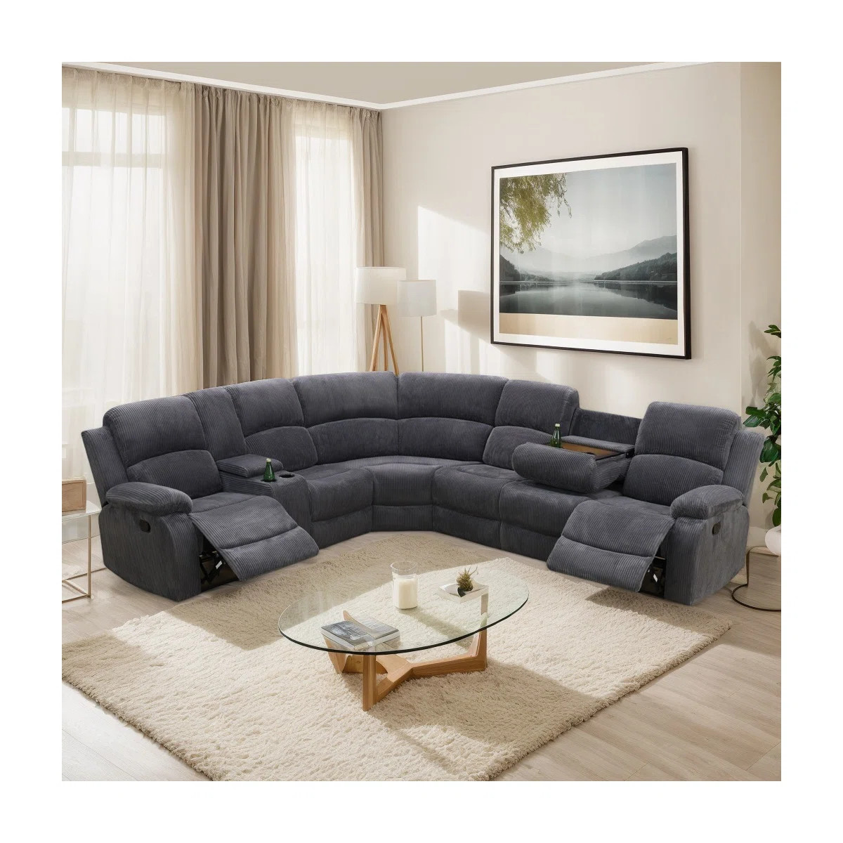 Babaya 3  - Piece 199"Upholstered Reclining Sectional (Set of 3) | Wayfair North America