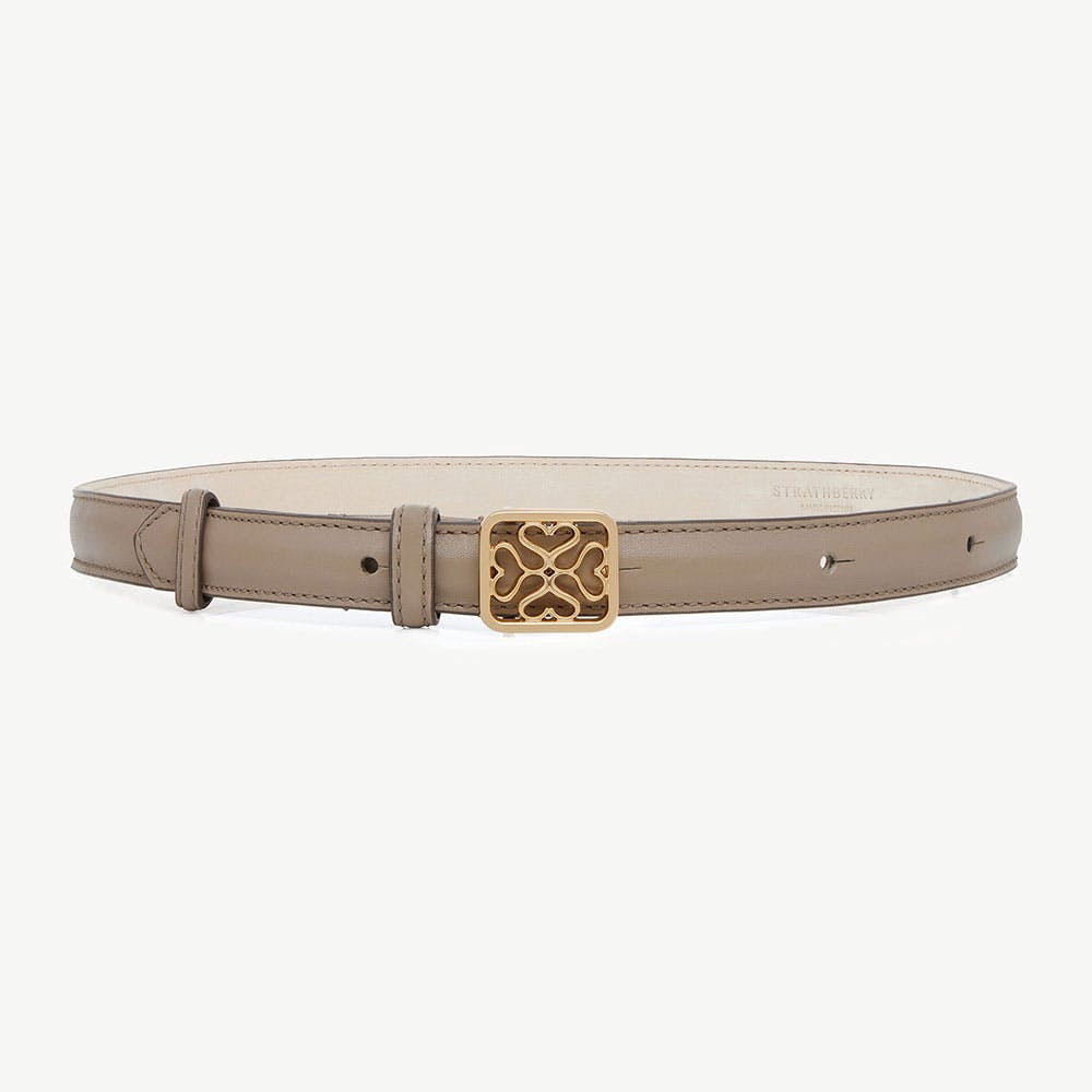 Strathberry Monogram Thin Buckle Belt - Macadamia | Strathberry