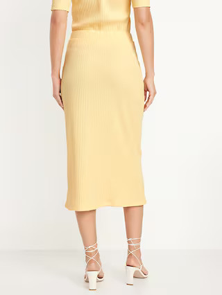 High-Waisted Ribbed Midi Skirt | Old Navy (US)