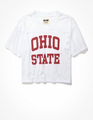 Tailgate Women's Ohio State Buckeyes Cropped Mesh Jersey | American Eagle Outfitters (US & CA)