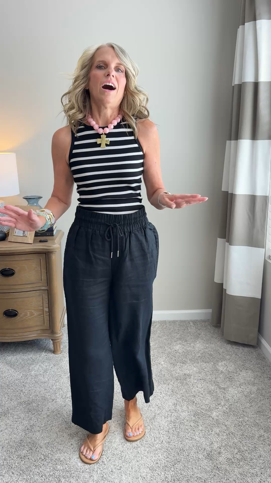 4 top and small pants (could probably go down to XS). Great workwear look…just add a blazer. Fun daily look or vacation. The linen pants are a great alternative to shorts. Use COAST20 on Allie + Bess

#LTKootd #LTKOver40 #LTKgrwm