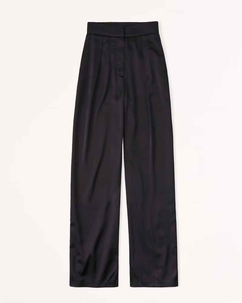 Tailored Satin Wide Leg Pant | Abercrombie & Fitch (US)