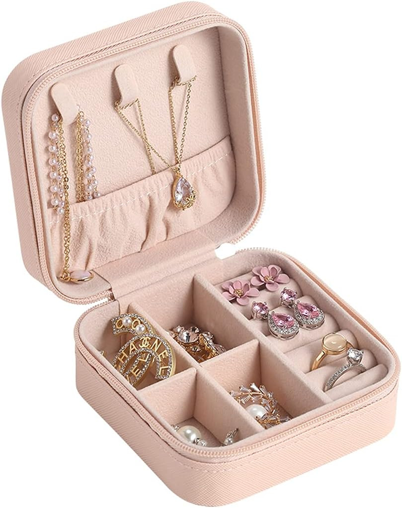 BUBIQUER Portable Travel Mini Jewelry Box, Matte Leather Jewelry Storage Case for Rings, Earrings... | Amazon (US)