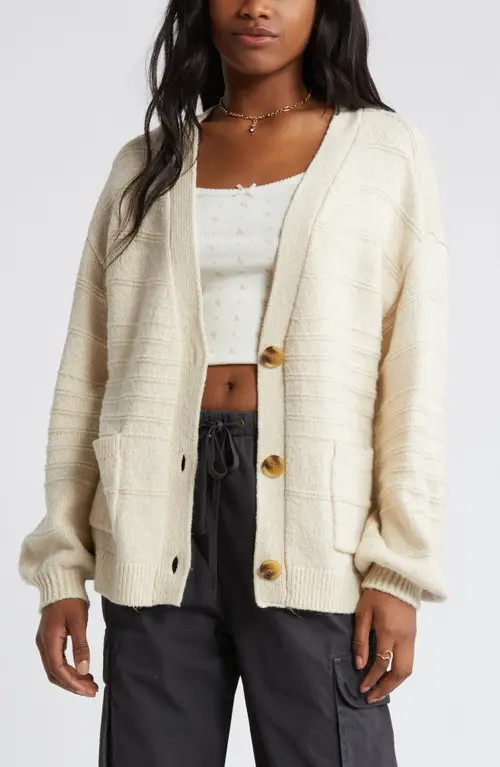 BP. Everyday V-Neck Cotton Blend Cardigan in Beige Oatmeal Light Heather at Nordstrom, Size Xx-Small | Nordstrom