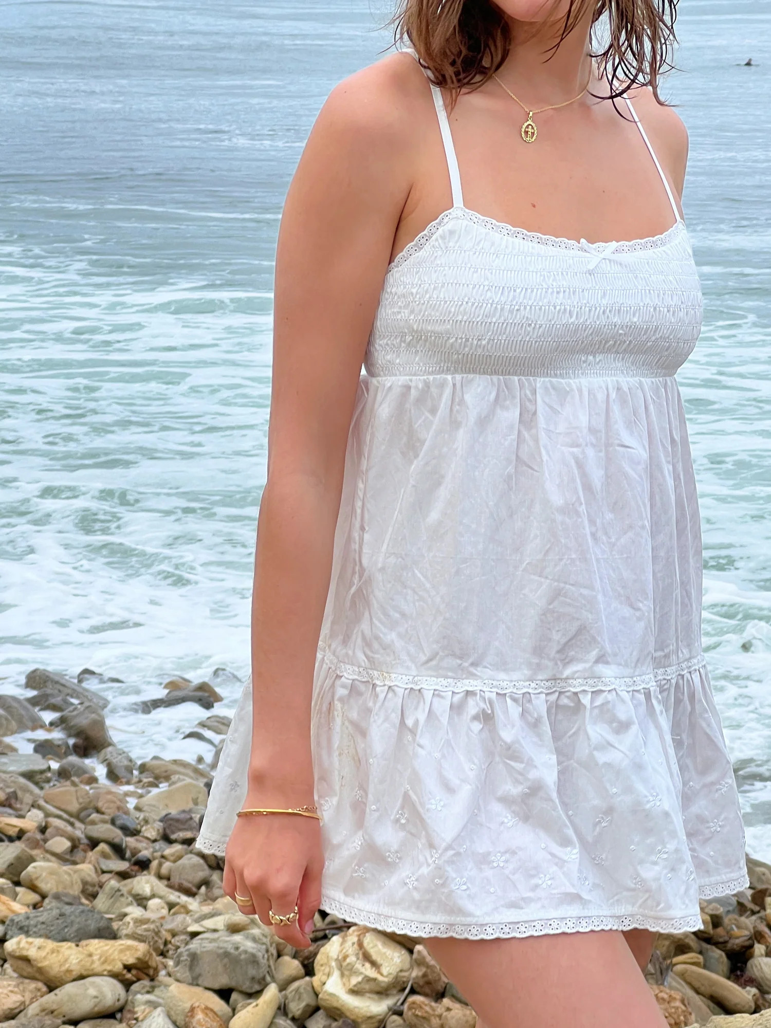 Baby Embroidered Mini Dress - White | Frankies Bikinis