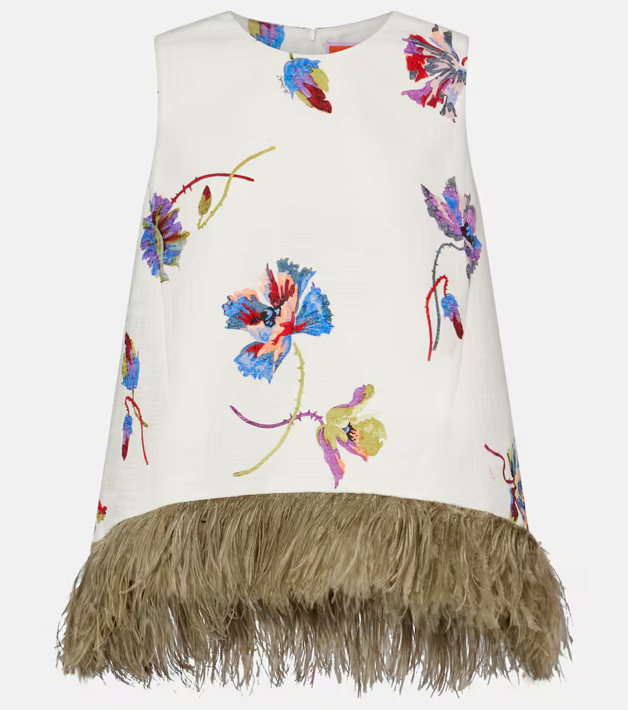 La DoubleJ La Scala feather-trimmed cotton top | Mytheresa (US/CA)