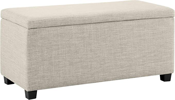 Amazon Basics Upholstered Storage Ottoman and Entryway Bench, 35.5 Inches Wide, Beige | Amazon (US)
