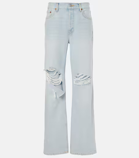 Loose Long distressed straight jeans | Mytheresa (UK)