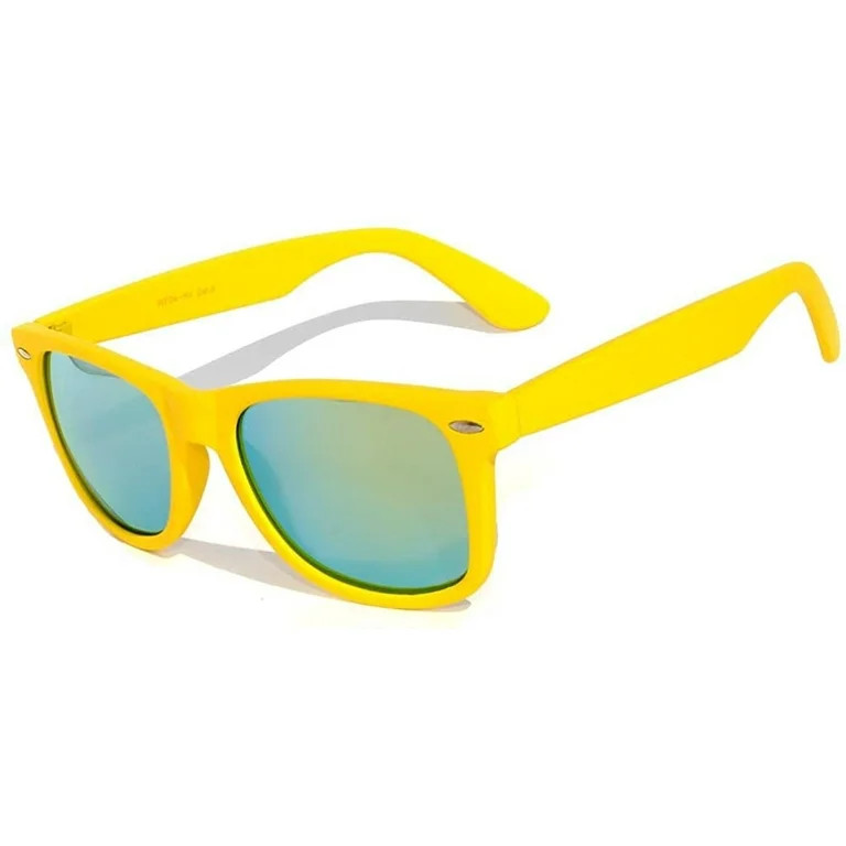 Retro Sunglasses - Matte-Yellow Frame / Mirror Lens - Walmart.com | Walmart (US)