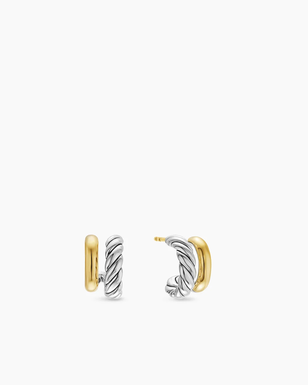 David Yurman | DY Mercer® Double Hoop Huggie Earrings in Sterling Silver with 18K Yellow Gold, 1... | David Yurman