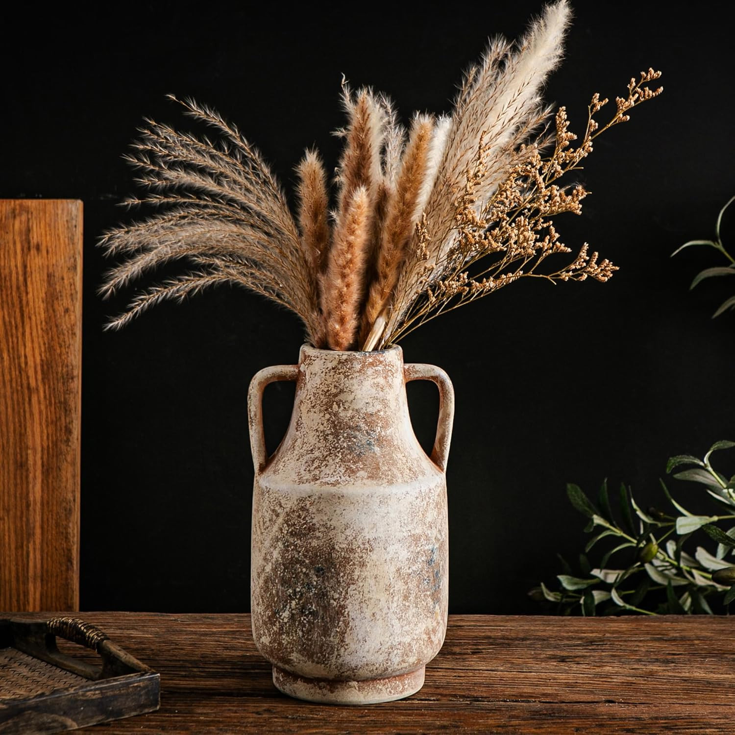 Tenoclock Ceramic Flower Vase with Handles, 11 inch Tall Vase for Centerpieces, Large Decorative ... | Amazon (US)