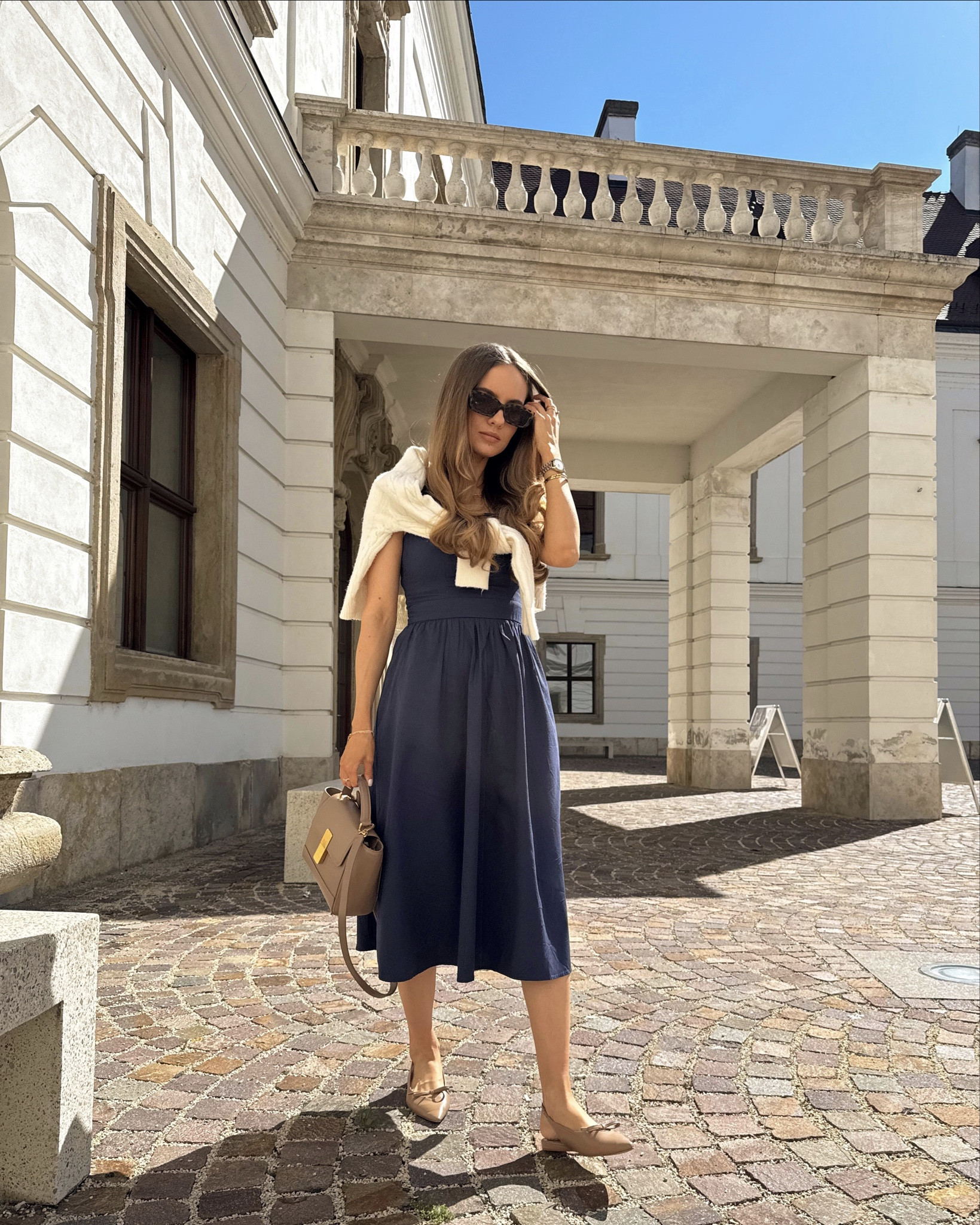 easy outfit idea: navy midi dress + cream cardi + tan accessories 💫 

easy summer outfits | navy dress | casual chic | ootd | summer style | minimal style 

#LTKSeasonal #LTKStyleTip #LTKItBag