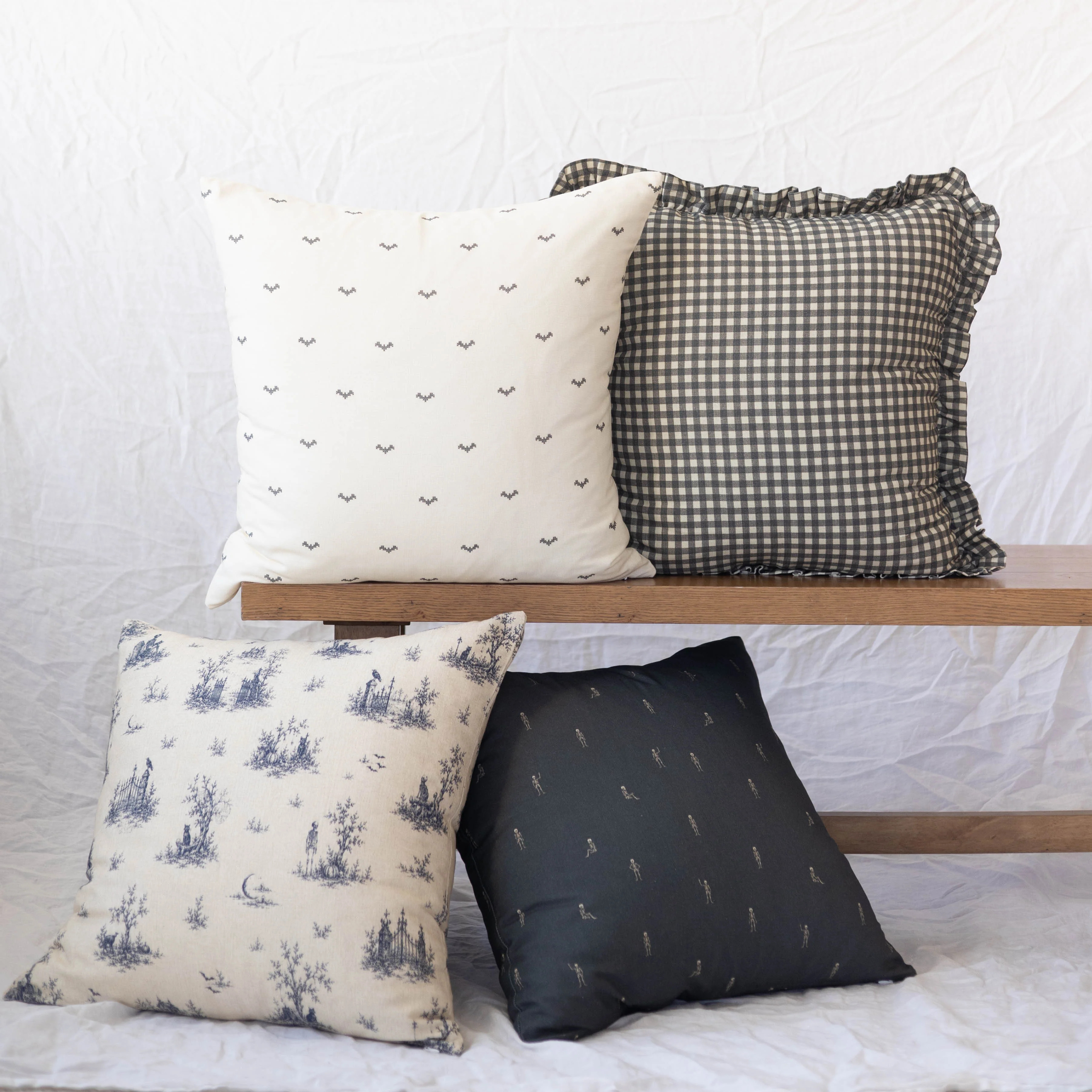Raven Halloween Pillow Cover 4-Pack - 18" | 22" | Woven Nook