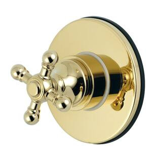 Single-Handle 1-Hole Wall Mount Three-Way Diverter Valve with Trim Kit in Polished Brass | The Home Depot