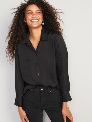 Satin Boyfriend Shirt for Women | Old Navy (US)