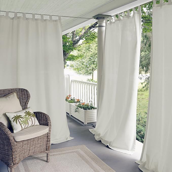 Elrene Home Fashions Matine Indoor/Outdoor Solid Tab Top Single Panel Window Curtain Drape, 52"x9... | Amazon (US)