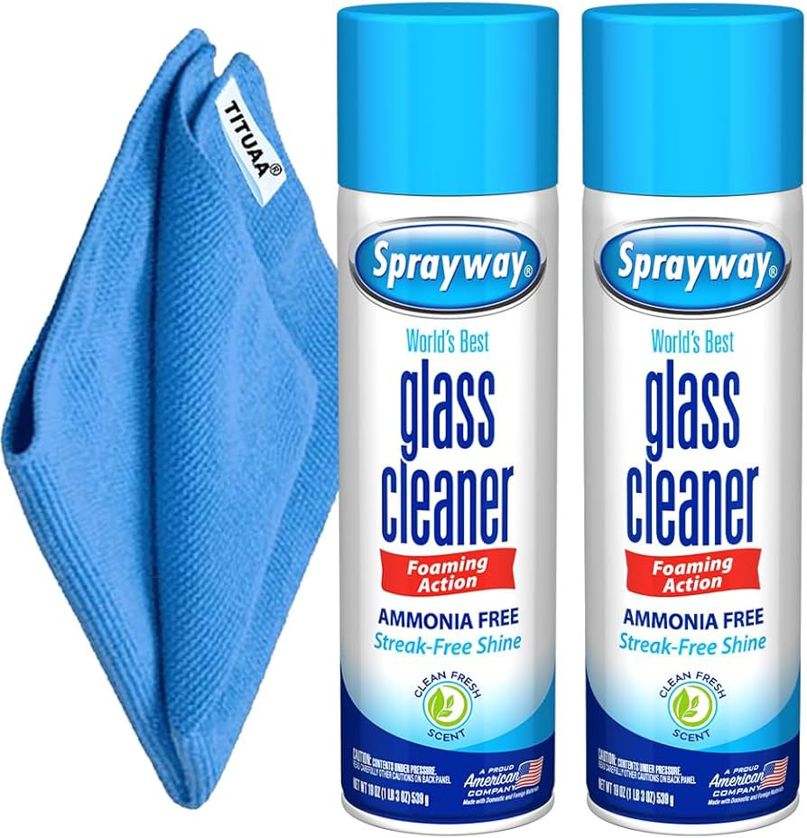 Sprayway, Glass Cleaner, window cleaner, Pack of 2 spray foam with 1-Pack Bonus Tituaa Mk 16x16 M... | Amazon (US)