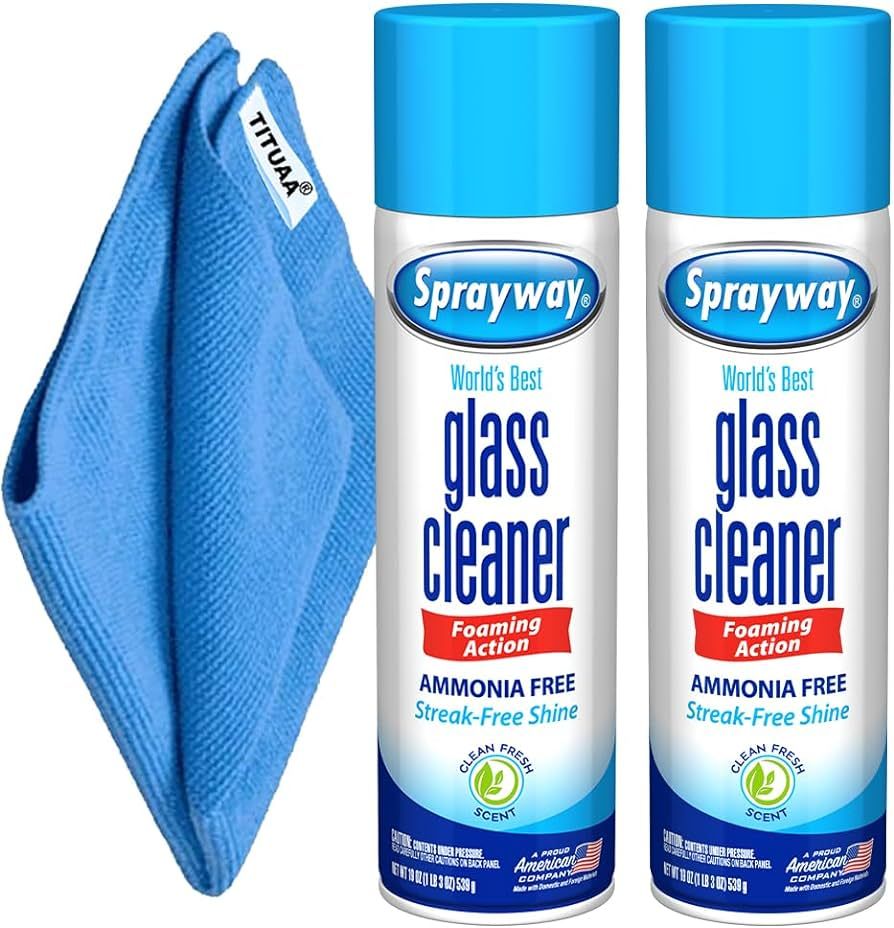 Bundle Sprayway Glass Cleaner Window and Mirror Cleaner, Spray foam with 1-Pack 16x16 400 GSM Mic... | Amazon (US)