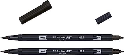 Amazon.com : Tombow ABT-N15-P2"ABT" Dual Brush Pen - Black (Pack of 2) : Arts, Crafts & Sewing | Amazon (US)