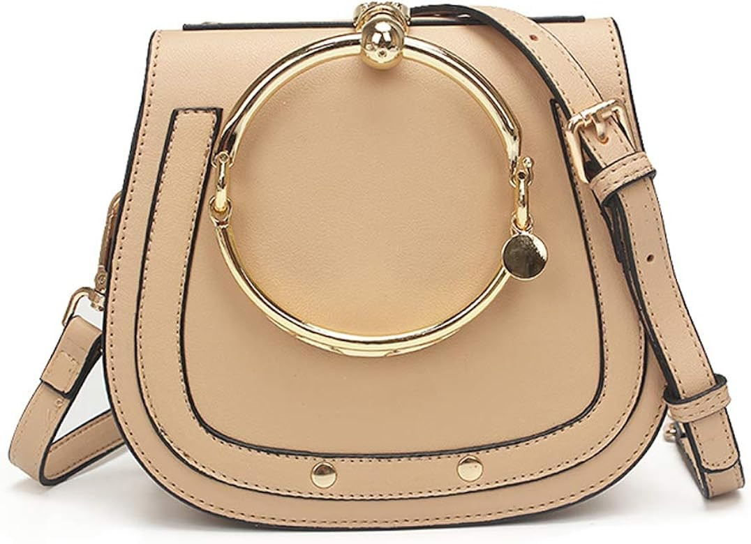 Cowhide Leather Top Handle Handbags Ring Purse Vintage Crossbody Shoulder Bags | Amazon (US)